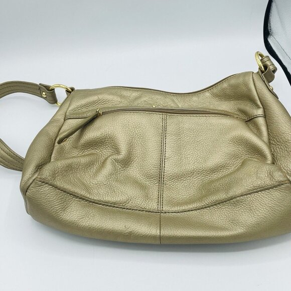 Stone Mountain Shoulder Bag Gold Soft Faux Leather Purse Adjustable Small - Picture 7 of 14